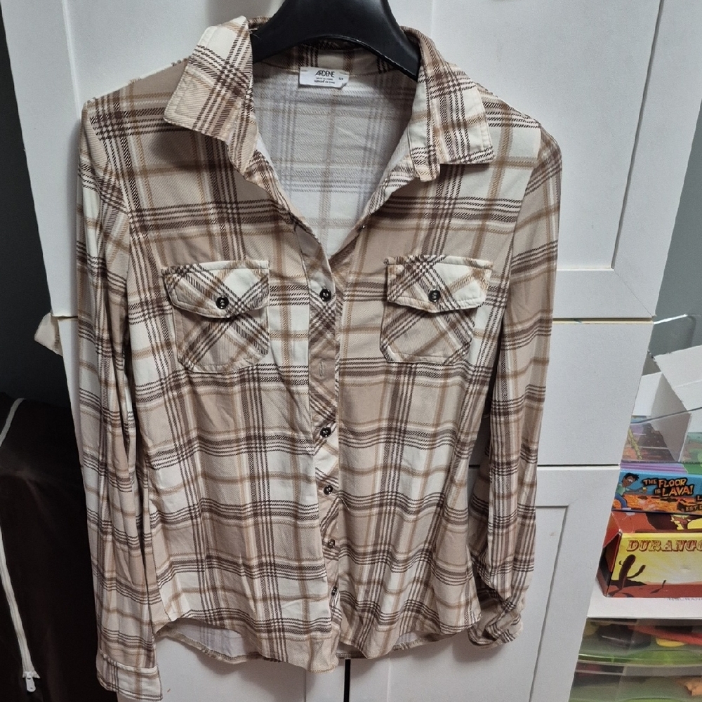 A New Day Beige Plaid Shirt